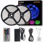 RUYMYOS Led Light Strip Kit with 12V Power Supply and Remote Controller, 5050 32.8FT (10M) 300LEDs RGB Led Lights, Led Rope Lights, Flexible Tape Light for Home Kitchen Bedroom Party Christmas