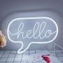 Divatla Unique White Neon Sign Hello for Bar Iconic Game Room,Hello Neon Sign with 3D Art, Powed by USB Neon Sign. Neon Light Sign with Dimmable Switch.