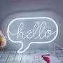 Divatla Unique White Neon Sign Hello for Bar Iconic Game Room,Hello Neon Sign with 3D Art, Powed by USB Neon Sign. Neon Light Sign with Dimmable Switch.