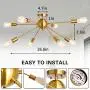 PUMING Sputnik Chandeliers 8 Lights Modern Pendant Lighting for Living Room Bedroom Kitchen Bathroom Foyer Entryway, Gold