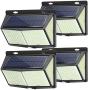 Solar Lights Outdoor 288 LED (4 Packs), Solar Powered Security Lights Outside Motion Sensor Lights with 3 Lighting Modes, 270° Wide-Angle, IP65 Waterproof Wireless for Wall Fence Yard Patio Garage