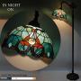 Tiffany Style Reading Floor Lamp Lighting W12H64 Inch Green Blue Stained Glass Floral Lampshade Antique Adjustable Arched Standing Base S802 WERFACTORY LAMPS Girlfriend Lover Bedroom Living Room Gifts