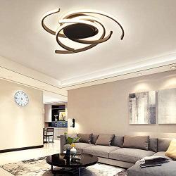 LED Bedroom Light Modern Chandelier Flush Mount Ceiling Lamp Dimmable Acrylic Panel Unique Minimalist Livingroom Pendant Light with Remote Control Dining Room Kitchen Island Office (White) (Black)