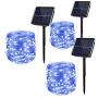 Solar String Lights Outdoor,3 Pack 33FT 100 LED Silver Wire Waterproof Solar Fairy Lights with 8 Modes for Patio Yard Decor, Dusk to Dawn Auto On/Off (Blue)