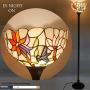 Tiffany Floor Lamp Torchiere Up Lighting W12H66 Inch Stained Glass Hummingbird Lampshade Antique Standing Iron Base 1E26 Foot Switch S801 WERFACTORY Lamps Living Room Bedroom Home Office Decoration