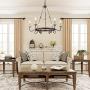LALUZ Dining Room Chandelier, Rustic Hanging Light Fixture, French Country Style for Bedroom, Kitchen Island with Adjustable Chain, 6 Source, 28.3″ W x 26.4″ H