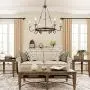 LALUZ Dining Room Chandelier, Rustic Hanging Light Fixture, French Country Style for Bedroom, Kitchen Island with Adjustable Chain, 6 Source, 28.3″ W x 26.4″ H