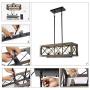 Island Light Fixtures, Rectangular Wood Farmhouse Chandelier for Dining Rooms, 3-Lights Kitchen Island Lighting