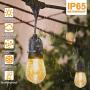 2-Pack Dimmable LED Outdoor String Lights, 48FT Shatterproof Patio Lights, Linkable Hanging Lights with Vintage Edison Bulbs, IP65 Waterproof Commercial Lights String for Backyard, Garden, Porch, Deck