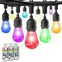 HueLiv 2-Pack 49FT Colored Outdoor String Lights, Warm White&RGB Dimmable Café LED String Light, 30+4 Impact Resistant Bulbs, Commercial Patio Light for Christmas, Holiday, 3Remote, 98FT, Upgraded HueLiv 2-Pack 49FT Colored Outdoor String Lights, Warm White&RGB Dimmable Café LED String Light, 30+4 Impact Resistant Bulbs, Commercial Patio Light for Christmas, Holiday, 3Remote, 98FT, Upgraded