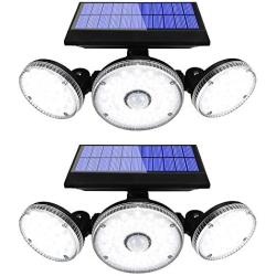 Yomisga 2 Pack Solar Lights Outdoor Wireless Motion Sensor Powered Security Light with 70LED 3 Rotatably Adjustable Heads IP65 Waterproof Flood lamp for Your Porch,Yard, Garden