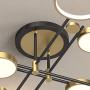 Sunny Lingt 8 Lights Sputnik Chandelier, Nordic Postmodern Black Gold Ceiling Lighting Fixture, Mid Century Semi Flush Mount Pendant Lamp, for Dining Room Living Room Kitchen Foyers