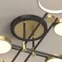 Sunny Lingt 8 Lights Sputnik Chandelier, Nordic Postmodern Black Gold Ceiling Lighting Fixture, Mid Century Semi Flush Mount Pendant Lamp, for Dining Room Living Room Kitchen Foyers