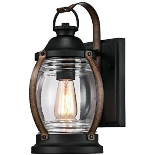 Westinghouse Lighting 6335100 Canyon One-Light Outdoor Wall Fixture, Textured Black and Barnwood Finish with Clear Glass Westinghouse Lighting 6335100 Canyon One-Light Outdoor Wall Fixture, Textured Black and Barnwood Finish with Clear Glass