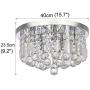 Modern K9 Crystal Chandelier Lighting, A1A9 Round Flush Mount LED Ceiling Light Fixture, Elegant Chrome Pendant Lamp for Dining Room Bathroom Bedroom Livingroom Lounge (Diameter 16)