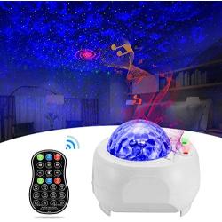 Galaxy Projector BSYUN 2nd Version 3 in 1 Sound Activated Night Lights Projector with Remote Control for Bedroom Room Ceiling Décor Gift for Kids Adults (White)