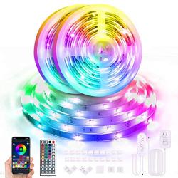 65.6ft LED Strip Lights Bluetooth, Color Changing Led Light Strip with Remote and App Control, RGB Music Sync LED Lights for Bedroom, Party, Home Decoration (2x32.8FT)