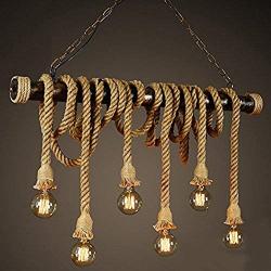 SUSUO Lighting Retro 6 Lamp Hemp Rope Chandelier Twisted Flaxen Rope Country Style Pendant Lights (#1)