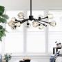 Weesalife Sputnik Chandeliers Modern Crystal Pendant Light Chandelier 12 Lights Mid Century Black Branches Chandeliers Ceiling Light Fixtures for Dining Room Bedroom Living Room G9 Bulbs