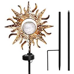 DOOGAXOO Sun Solar Lights Garden Outdoor,Waterproof Metal Decorative Stakes for Walkway,Yard,Lawn,Patio