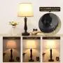Touch Control Table Lamp Dimmable Bedside Lamp with USB Charging Port, Boncoo Nightstand Lamp Resin Table Lamp with A19 LED Bulb, Modern Desk Lamp Simple Night Light for Living Room Bedroom Guest Room