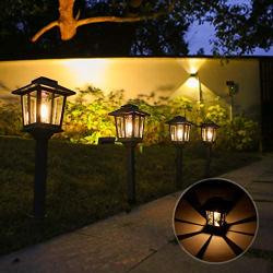 BLUU Aluminum Solar Pathway Lights Solar Lights Outdoor 4 Pack with 3 Kinds Alternative Light Source - High Lumen Automatic Led for Garden, Landscape, Patio, Lawn, Yard, Driveway, Walkway