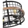 Giluta Rustic Round Chandelier Island Pendant Lighting Fixture with 4 Glass Shades, Industrial Drum Chandelier for Dinning Room Living Room Doorway Farmhouse Foyer Bar, Black (C0050)
