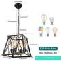 Trongee Farmhouse Pendant Lighting Fixture, Metal Frame Geometric Hanging Light for Kitchen Island, Dining Room, Bedroom, Living Room, Dining Room, , Loft, Restaurant, 4 Lights