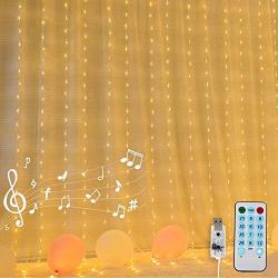 Curtain String Lights,300 Brilliant LED Lights USB Powered Window String Light,8 Lighting Modes,IP64 Waterproof Decorative Lights for Wedding, Home, Party, Bedroom (Warm Light) (9.8ftx9.8ft)