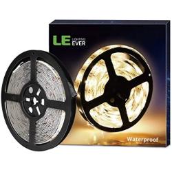 LE 12V LED Strip Light, Flexible, Waterproof, SMD 2835, 300 LEDs, 16.4ft Tape Light for Home, Kitchen, Christmas and More, Warm White