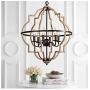 Rustic Chandelier,Classy Farmhouse Pendant Light,Vintage Iron 6-Light Orb Chandeliers, Stardust Oak Finished Pendant Lighting,Ceiling Hanging Light Fixtures for Dining Room,Bedroom,Living Room,Foyer