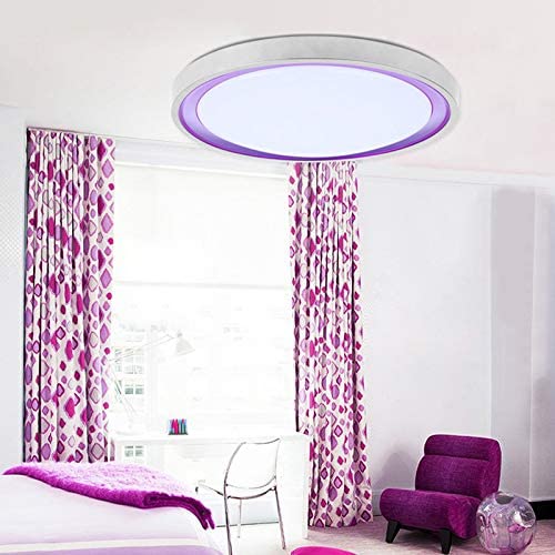 CraftThink Modern Circular LED Flush Mount Ceiling Light Fixture Close to Ceiling Lights Acrylic LED Ceiling Lamp for Living Room Bedroom Kids Room Kitchen Lighting- Purple/20inch-Cct: Warm