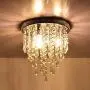 Modern Chandelier,3 Lights Crystal Raindrop Chandelier Lighting,Flush Mount LED Ceiling Light Fixture Pendant Lamp for Dining Room Bathroom Bedroom Livingroom,G9 Bulbs Required