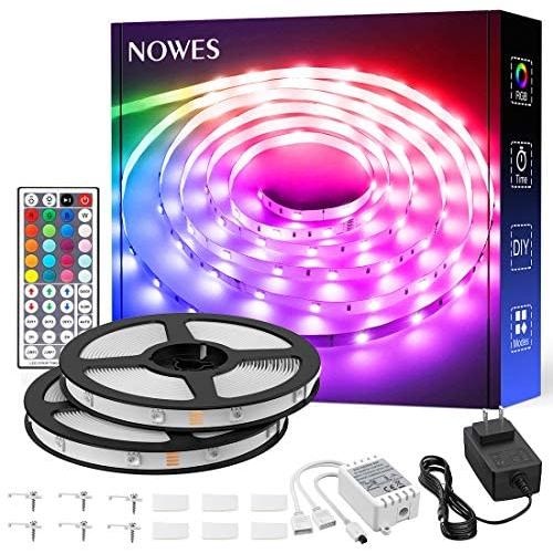 NOWES 100ft RGB LED Strip Lights, Color Changing Dimmable RGB Rope Lights, 900 5050 LEDs, with Remote Controller and 24V Power Supply, for Bedroom, Living Room, Home, Kitchen, Christmas Party Decor