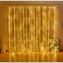 ZHEWEN Curtain Lights 304 LED 9.8 x 9.8Ft Warm White Fairy Lights with 8 Modes and Remote USB Powered String Light Plug in for Wall Decoration and Girls Bedroom Children Indoor Outdoor Christmas Party
