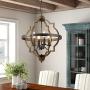 Riomasee Farmhouse Orb Chandelier Lighting 4-Light Rustic Metal Chandelier Stardust Finish Pendant Light Fixtures for Foyer,Dining,Living Room,Bedroom,Kitchen Lighting