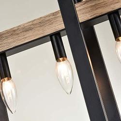 Maxax Kitchen Island Light 6-Lights Wood Pendant Chandelier Ceiling Light, Industrial Hanging Light Fixture for Kitchen Island Dining Room