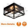 MAYNA Industrial Rectangle Flush Mount Ceiling Light Fixture Black Finish with Glass Lampshade for Hallway Entryway Passway Dining Room Bedroom Balcony Living Room,2-Light, Black