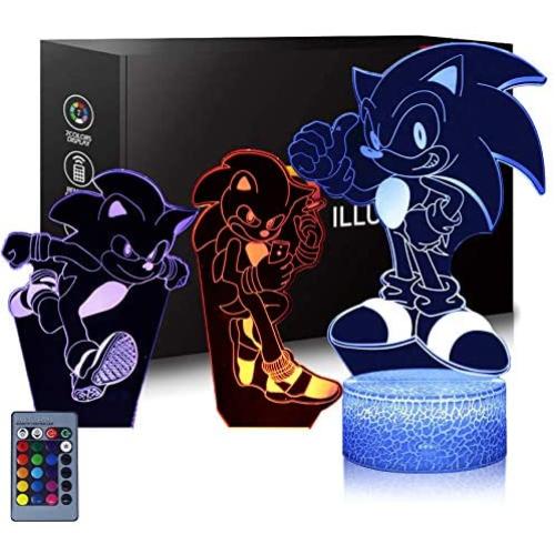 Sonic Light Night Anime Lamp Sonic The Hedgehog Night Light with Remote Control Kids Bedroom Decoration, Creative Lighting for Kids and Sonic The Hedgehog Fans Christmas Birthday Gifts