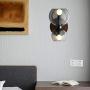 LITFAD Mid Century Modern Smoke Grey Bowl Wall Light 2 Lights Glass Wall Sconce Lighting Creative LED Wall Lamp for Living Room Bedroom Corridor Stairway