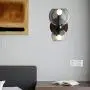 LITFAD Mid Century Modern Smoke Grey Bowl Wall Light 2 Lights Glass Wall Sconce Lighting Creative LED Wall Lamp for Living Room Bedroom Corridor Stairway