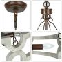 T&A Farmhouse Chandelier,Wood Drum 4-Light Chandeliers with Hand-Painted White Finish, Kitchen Island Pendant Lights for Dining Room Living Room Bedroom