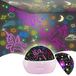 Night Light for Kids,Unicorn Night Light&Star Projector Gifts for Kids Toddlers, Toys for 3-8 Years Old Girls,Baby Nursery Night Lamp 16 Colors Rotating Unicorn Lights for Girls Bedroom