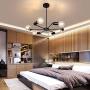 BAODEN 6 Lights Fixture Modern Matte Black Sputnik Chandelier Mid Century Pendant Light Industrial Semi Flush Mount Hanging Lamps for Dining Bedroom Kitchen Lighting