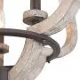 LOG BARN Wood Metal Chandelier, 5-Light Farmhouse Light Fixture for Dining Room, Orb Chandelier Rustic, 17.5” Dia