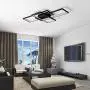 LED Ceiling Light AXSHINE Geometric Ceiling Light fixtures Modern Hanging Light 3Light Chandelier Ceiling Black Metal Light Rectangle Art Design Ceiling Lamp for Bedroom Livingroom with Natural Light