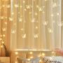 Butterfly Curtain Lights 120 LED 4.5M/14.7FT USB Powered 8 Modes Remote Window Curtain Lights with 24 Butterflies Waterproof Twinkle Lights for Bedroom Christmas Holiday Party Decoration - Warm White