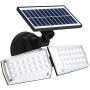TEQStone Solar Flood Lights Outdoor Motion Sensor Dusk to Dawm, Adjustable Dual Head, IP65 Waterproof, 3000mAh Battery, Wireless LED Security Wall Light for Pathway, Yard and Garden (1 Pack L)