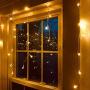 Fairy Curtain Lights Garden Icicle Lights, Battery Powered 102 Led Outdoor String Light with Remote & Timer, Dark Green Cable 8 Modes for Indoor Bedroom Christmas Party Wedding Decoration (Warm White)