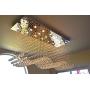 Contemporary Rectangle Crystal Raindrop Flush Ceiling Light Fixture/Chandelier for Dining Room/Lobby/Kitchen Island (21 Lights)